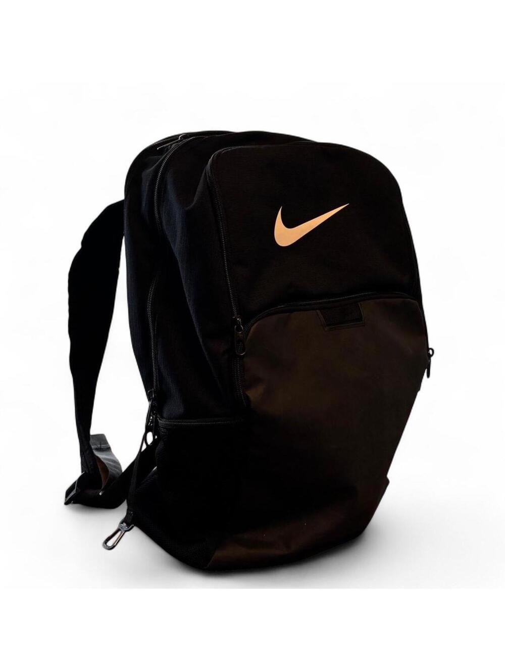 Nike Large Black Backpack with Gold Swoosh - Perfect for School or Work